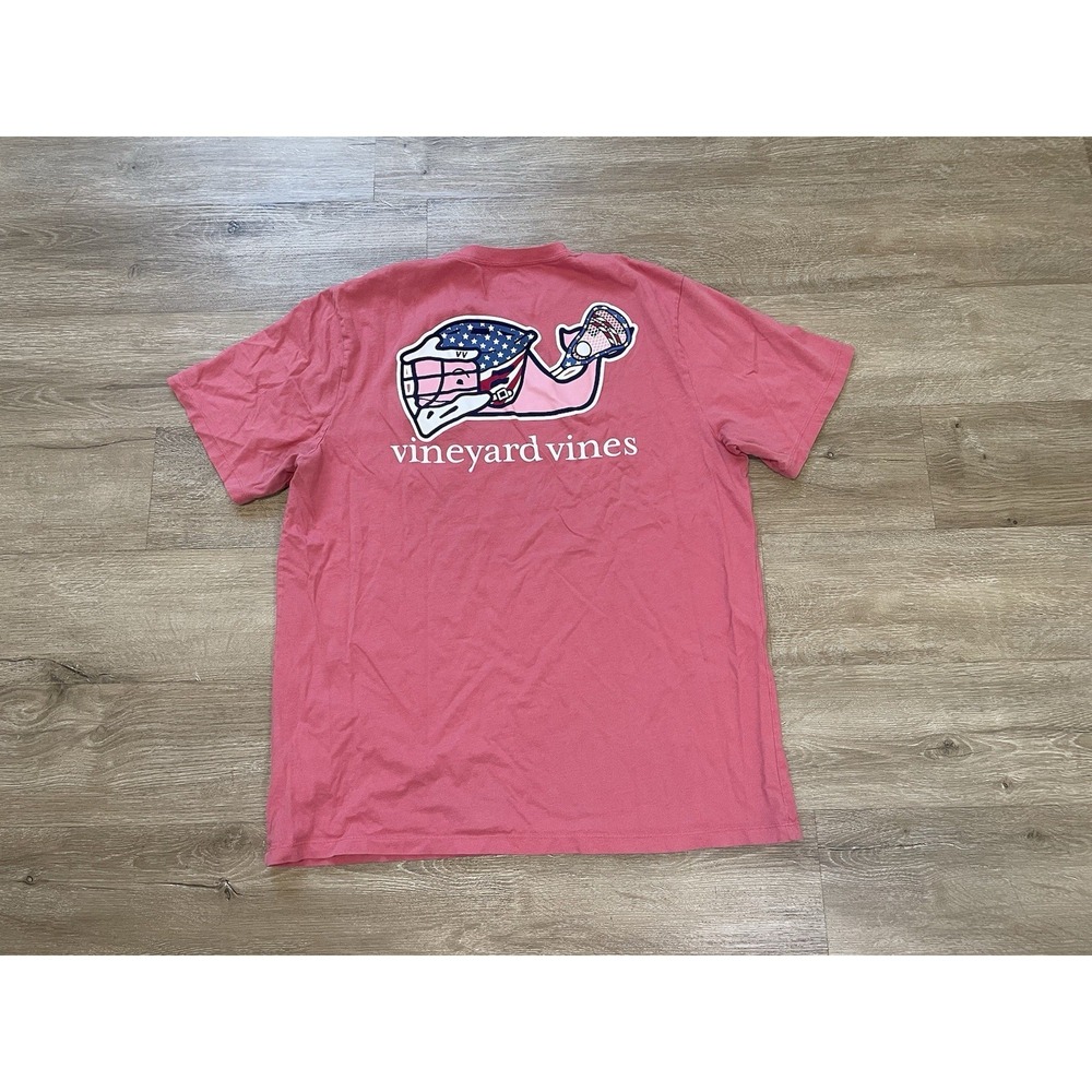 Vineyard Vines Shirt Mens Sz L Large Pink Short Sleeve Pocket Tee Lacrosse